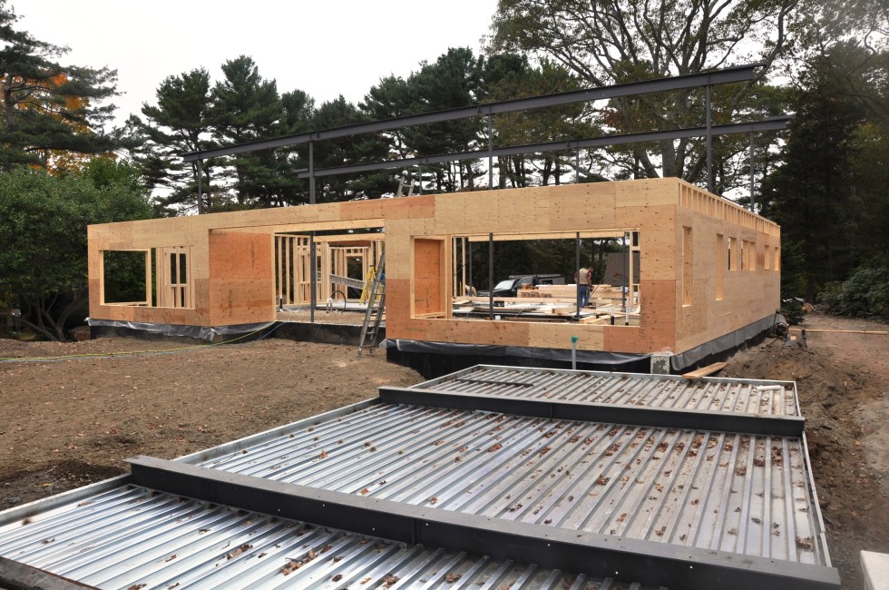 Looking over the roof of the pool house to the south elevation.