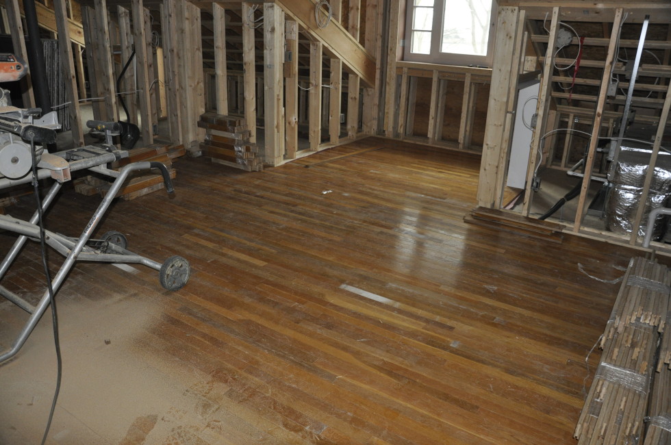 Recycled white oak flooring upstairs